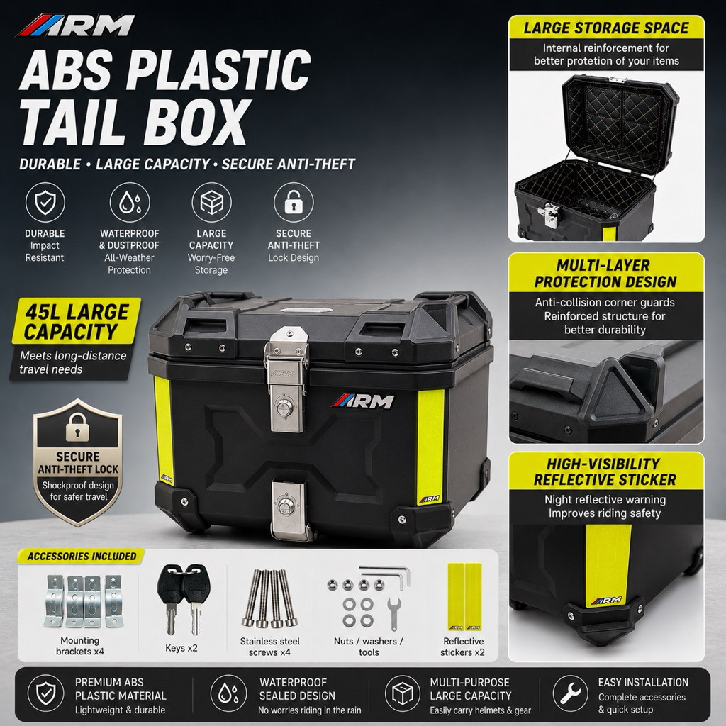 ABS Plastic Motorcycle Box Storage Top Box Waterproof With X Logo ...