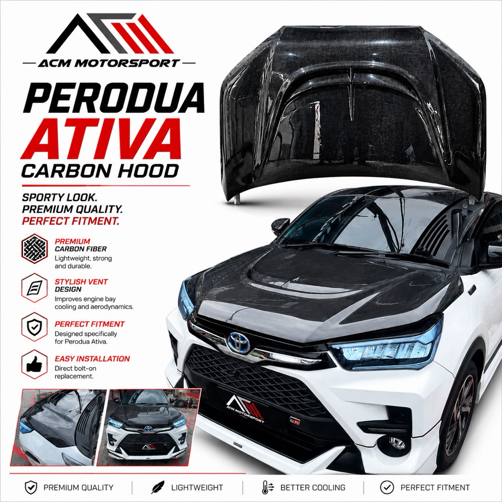 Perodua ativa carbon fiber hood | Shopee Malaysia
