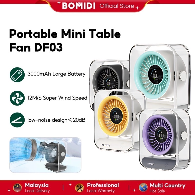 Bomidi Portable Mini Table Fan DF03 3000mAh 100Gears Strong Wind Small ...