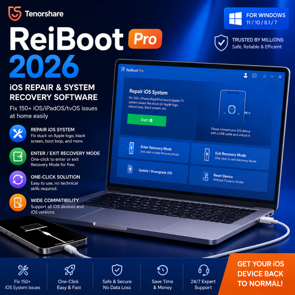 🚀 SELF REDEEM 🚀 Tenorshare ReiBoot Pro 2026 For Windows iOS Repair ...