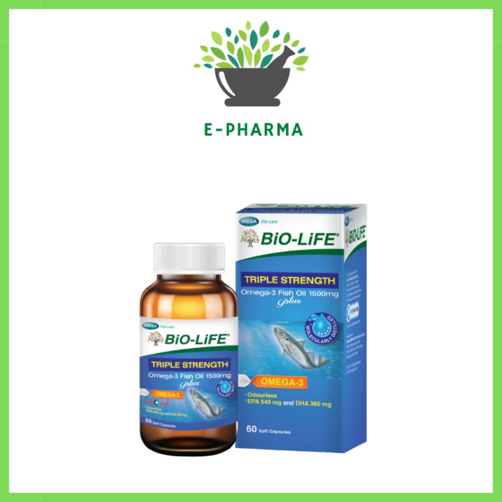 Biolife Triple Strength Omega-3 Fish Oil 1500mg Plus 60 capsules ...