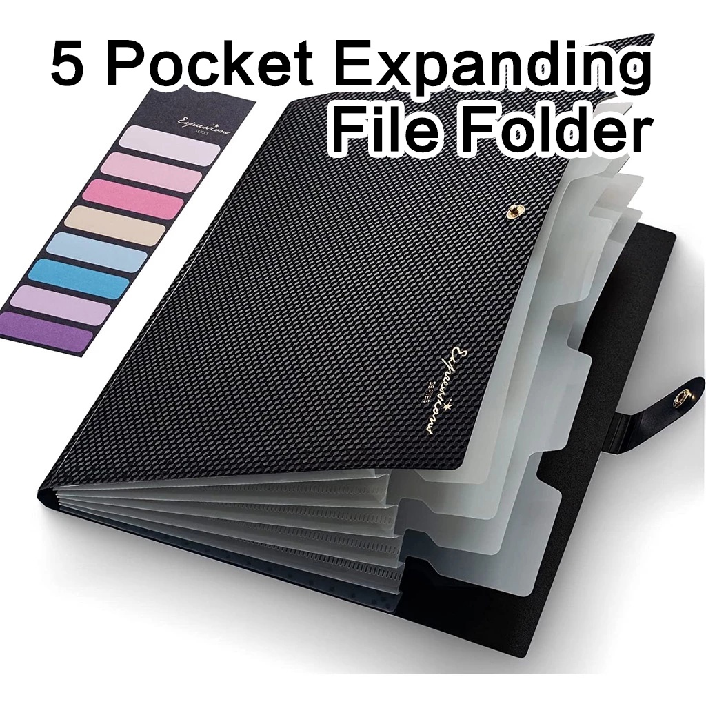 5-Pocket Plastic Expanding File Folders Fine A4-Paper Expanding File ...