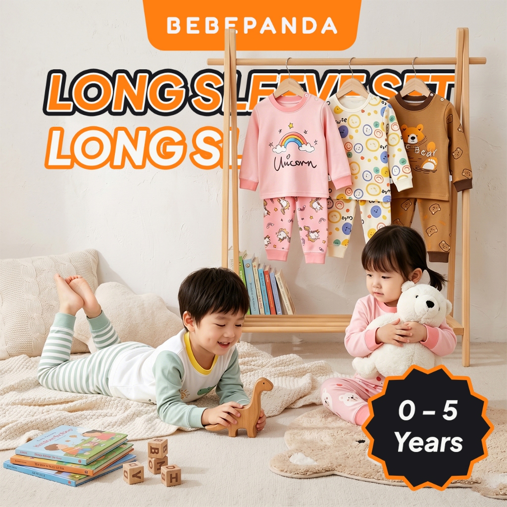 Long Sleeve Pyjamas 0-5 Years Kids Nightwear Set Baju Tidur Budak ...