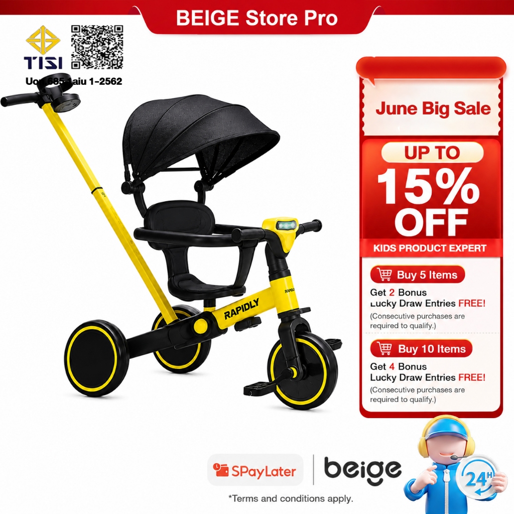 15% OFF 3-in-1 Baby Balance Bike/Tricycle/Stroller-Basikal Tiga Roda ...