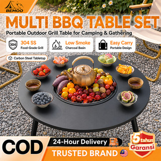 WTHB Folding Barbecue Round Table Charcoal BBQ Grill Barbecue Table ...