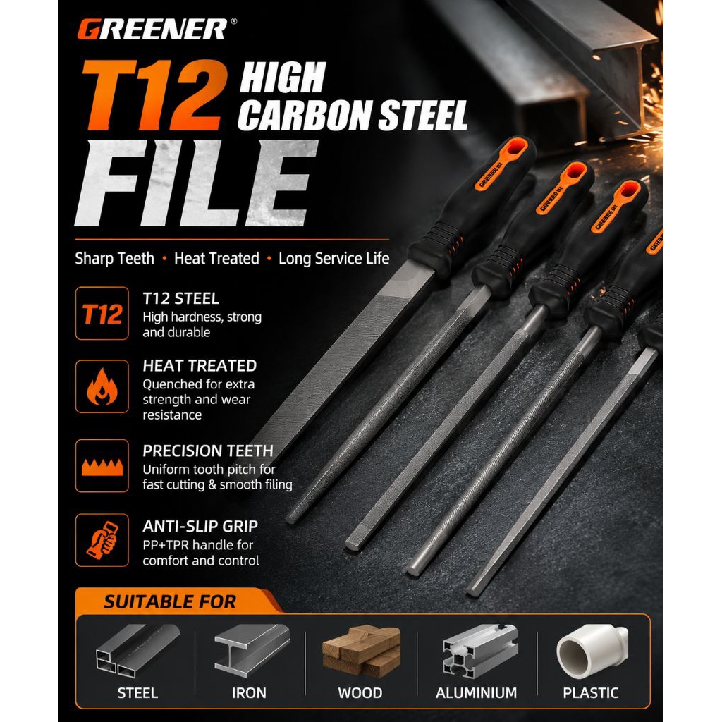 T12 High Carbon Steel File Kikir Besi Kikir Kayu Flat Round Half Round ...