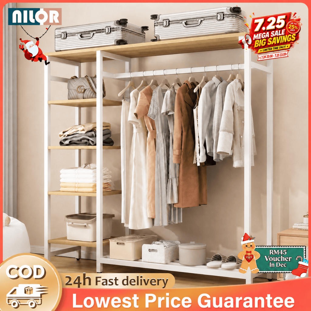 NR Open Clothes Rack Hanging Floor Cloth Sorting Wardrobes Clothes ...