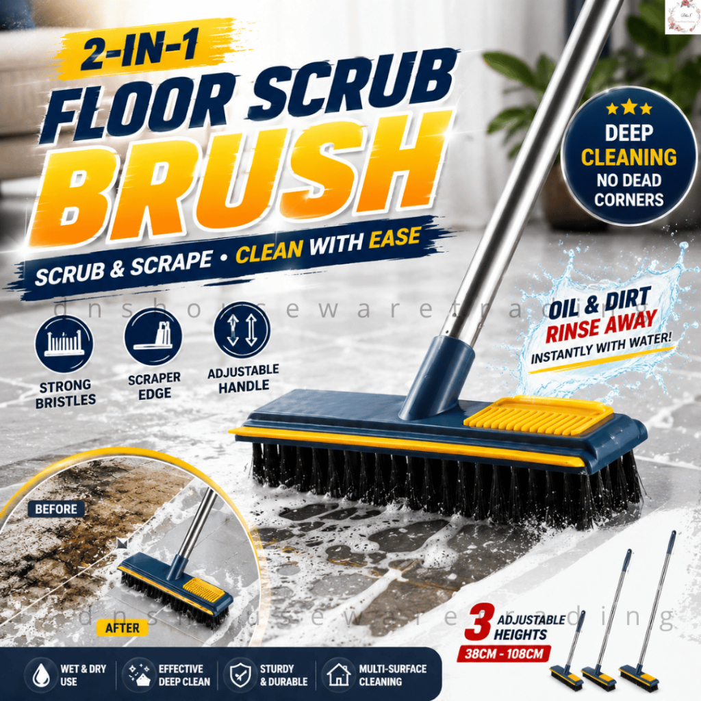🇲🇾 2in1 Floor Cleaning Hard Broom Brush + Wiper Dual-purpose Hard ...
