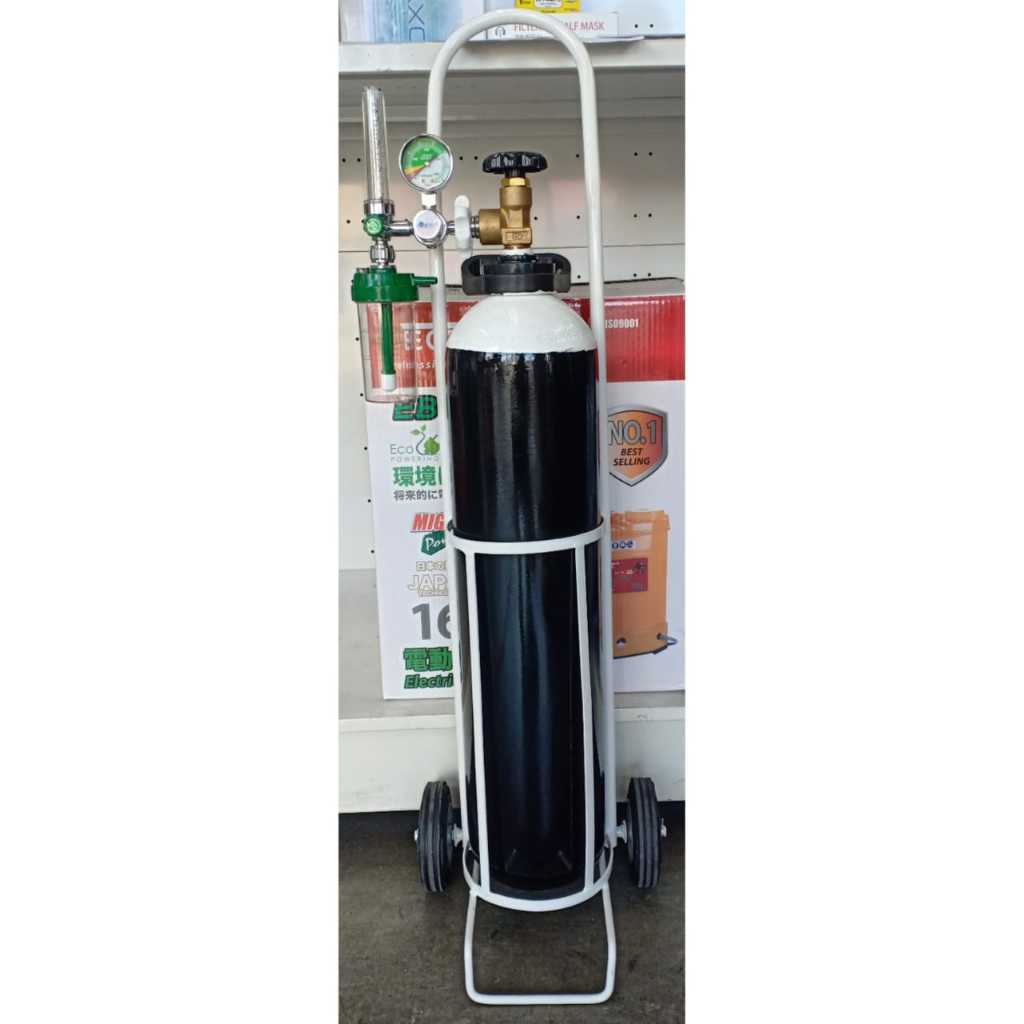 10L STEEL PORTABLE OXYGEN CYLINDER C/W OXYGEN GAS (1.4M3) (1 SET ...