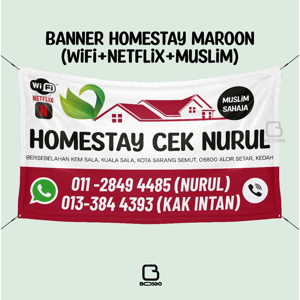 BOSGO PRINTING Banner Homestay/ PILIH BAYARAN SELAIN COD/ BACA ...