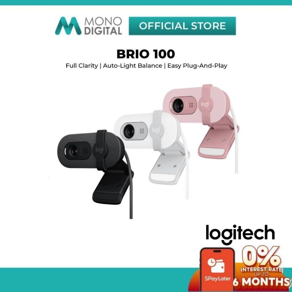 Logitech Brio 100 / C615 Full HD 1080p Webcam - Auto-Light Balance ...