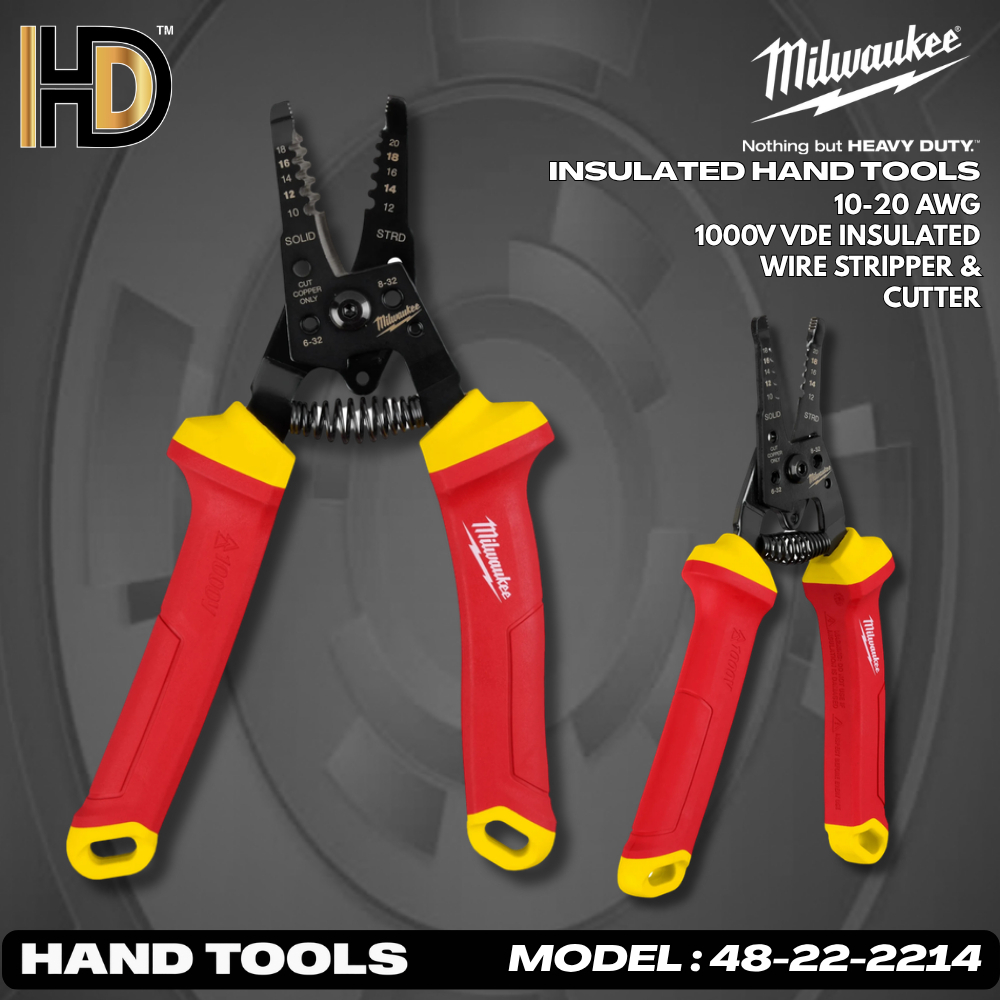 Milwaukee VDE Insulated Wire Stripper & Cutter / 10-20AWG Wire Stripper ...