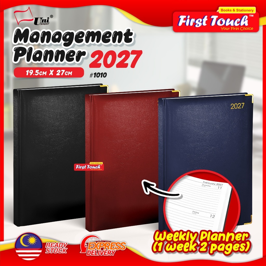 DIARY 2027 Management Diary UNI Thick Size A4 Diary Planner with Hard ...