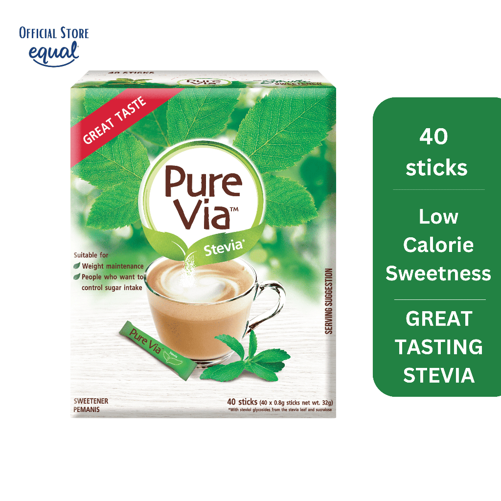 PURE VIA STEVIA 40 sticks, Stevia Leaf Extract Sweetener | Shopee Malaysia