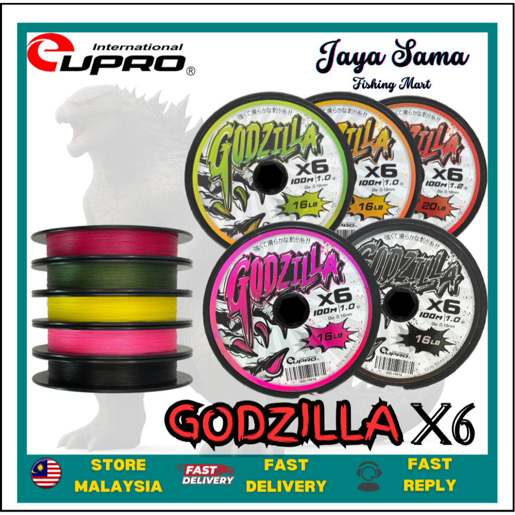 Eupro Godzilla X6 100m | 100% PE Braided Fishing Line | Tali Benang ...
