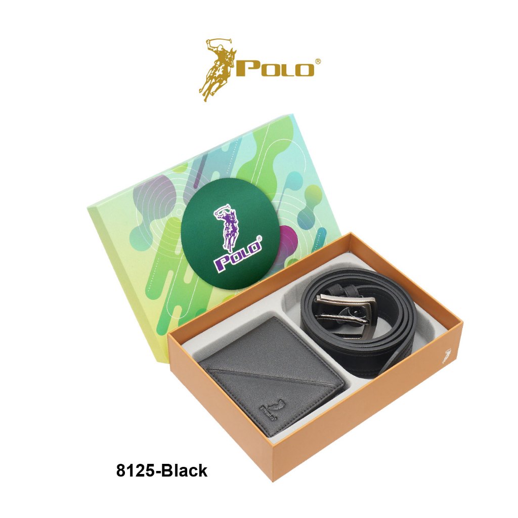 POLO Giftset for Men / Bifold Wallet / Pin Belt 38mm / Synthetic ...