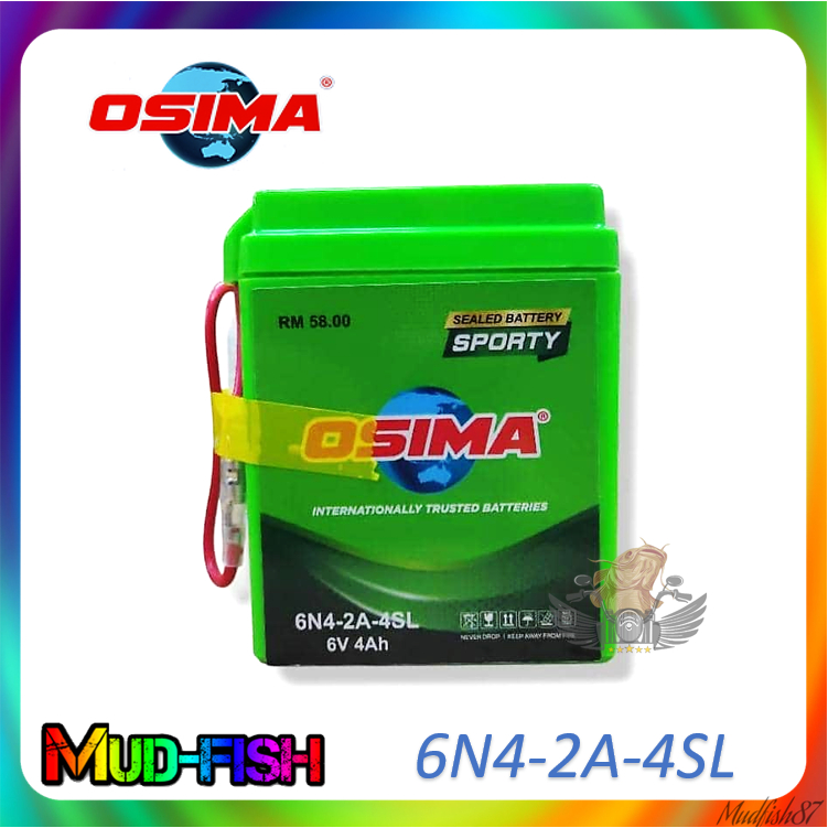 BATERI OSIMA 6N4 2A GEL GREEN BATTERY FOR HONDA CUB C70, GBO, SUZUKI ...