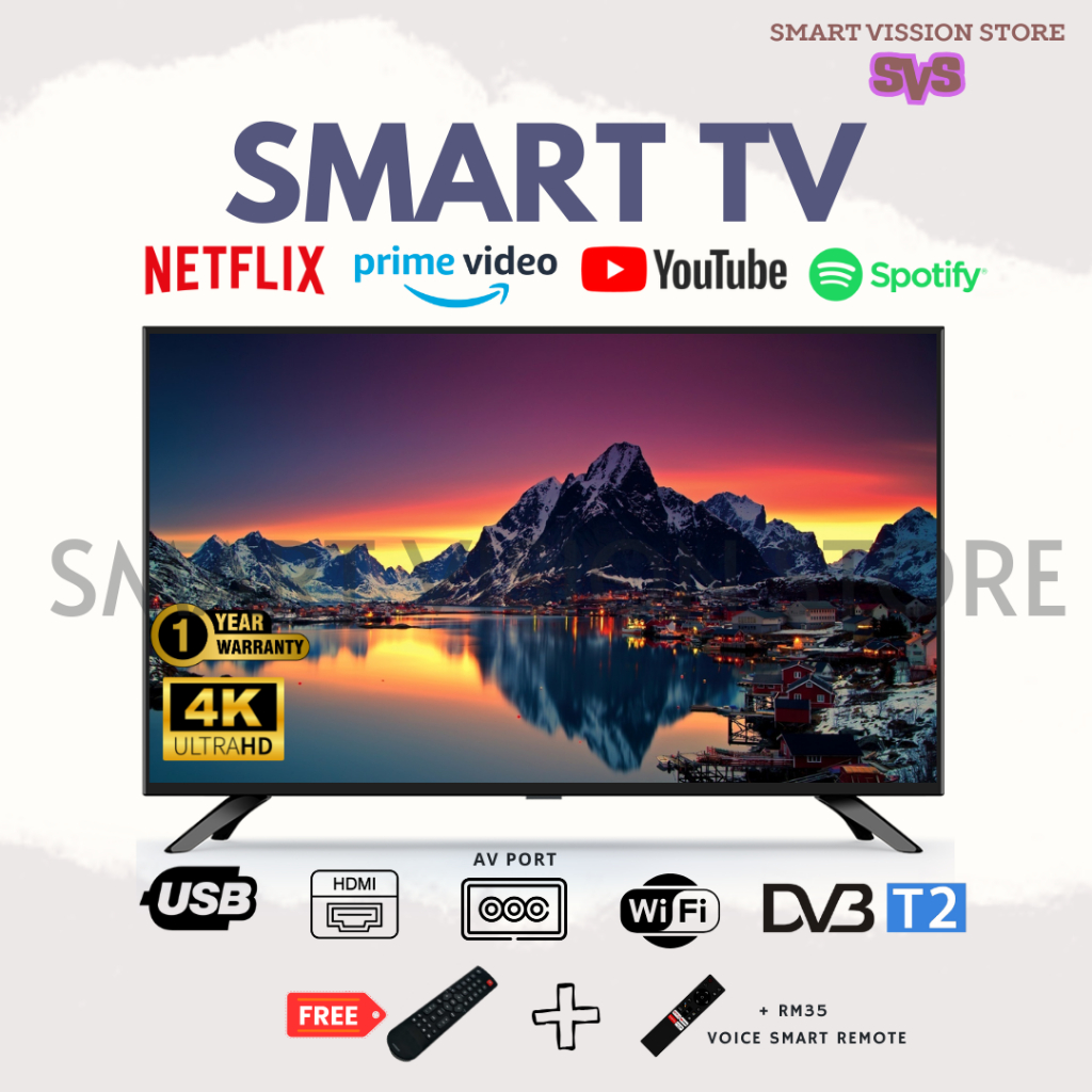 [LOWEST PRICE] 4K LED Android 12.0 Smart TV 32/43/50/55 inch Wifi ...