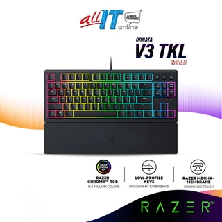 Razer Ornata V3 Tenkeyless / TKL Low-Profile Gaming Mechanical Membrane Wired Keyboard | Mecha-Membrane Switches - Black