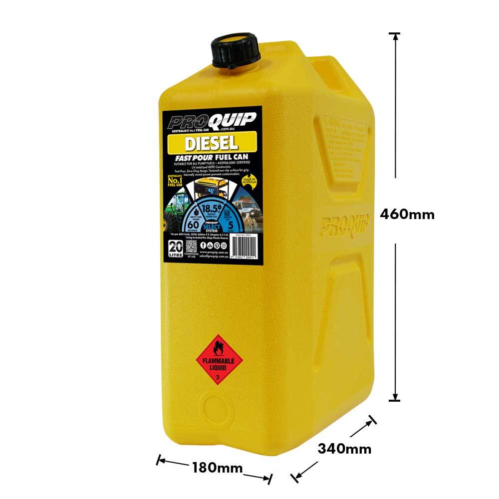 ProQuip 20L Plastic Fast Pour Fuel Can - Diesel Yellow | Shopee Malaysia