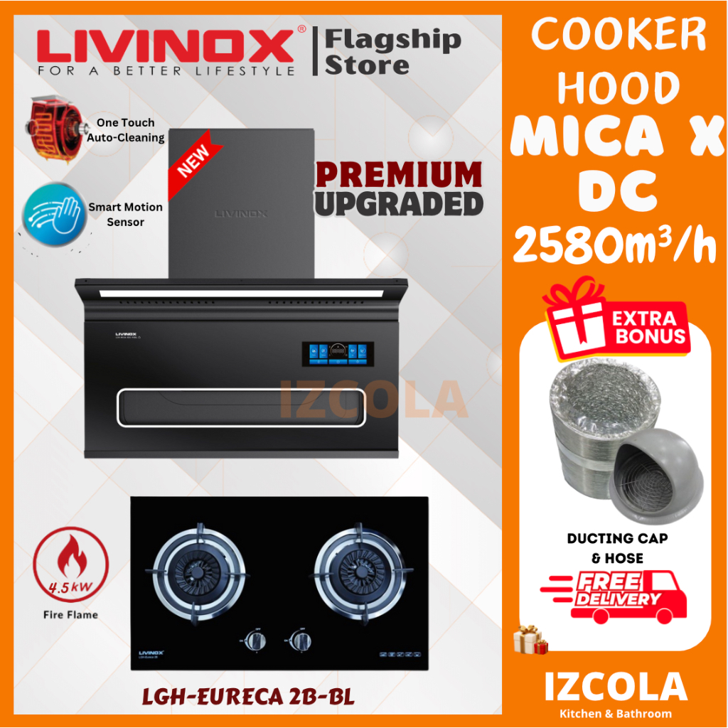 IZCOLA Livinox cooker hood LCH-MICA-XDC-90BL 2580m³/j/Livinox set hud ...