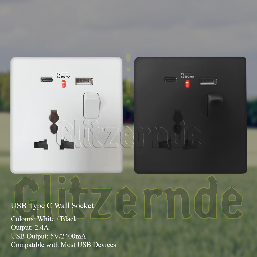 USB Type C Wall Socket with Universal Plug Socket & USB Charge ...