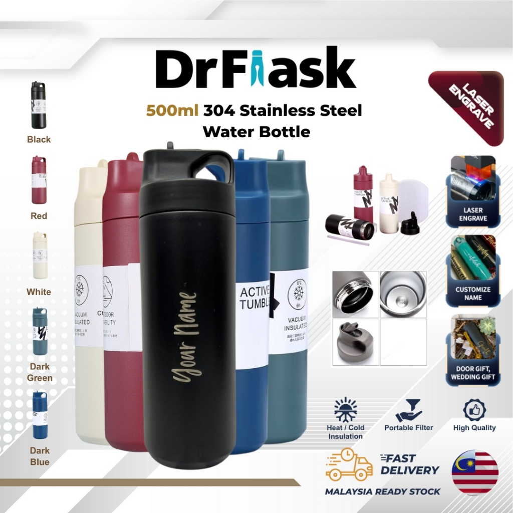 DrFlask 500ml 304 Stainless Steel Water Bottle Sport Thermos Active ...