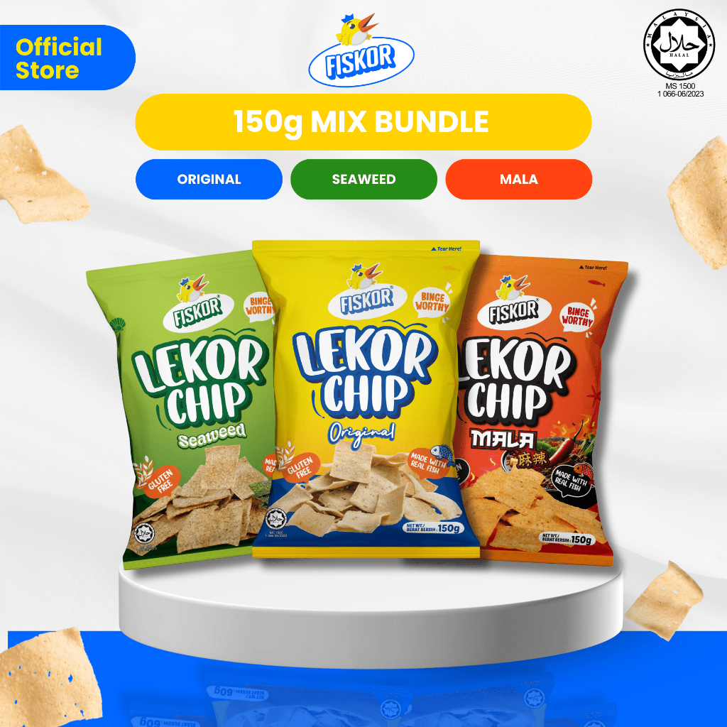 [Mix Bundle of 3] Fiskor's Lekor Chips Original + Mala + Seaweed ...