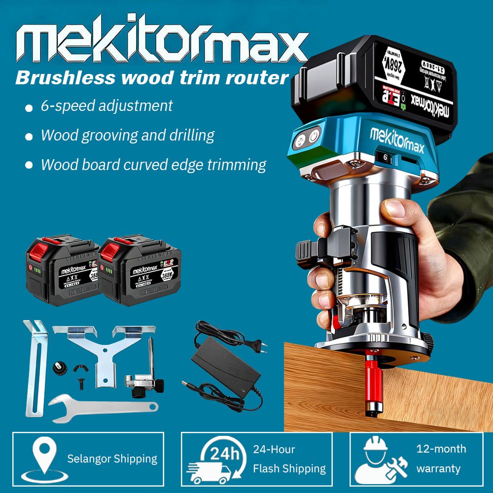 Mekitor Brushless Cordless wood Trim Router | 6 Speed Adjustment ...