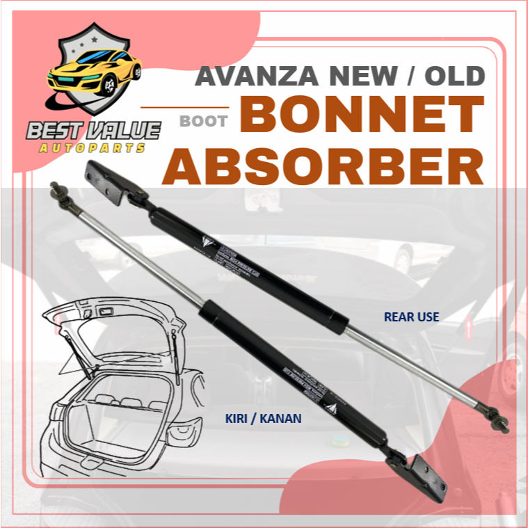 TOYOTA AVANZA F600 F650 REAR BONNET DAMPER BOOT ABSORBER GAS SPRING SET ...
