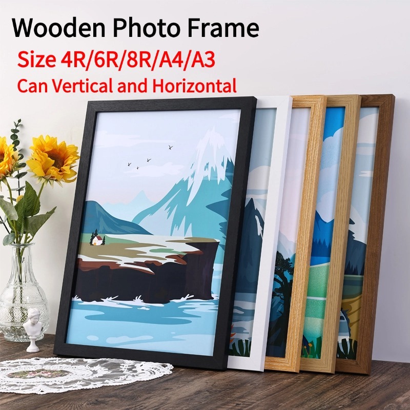 Wooden Picture Frame 4R / 6R / 8R / A4 / A3 Size Photo Frame Wall Decor ...
