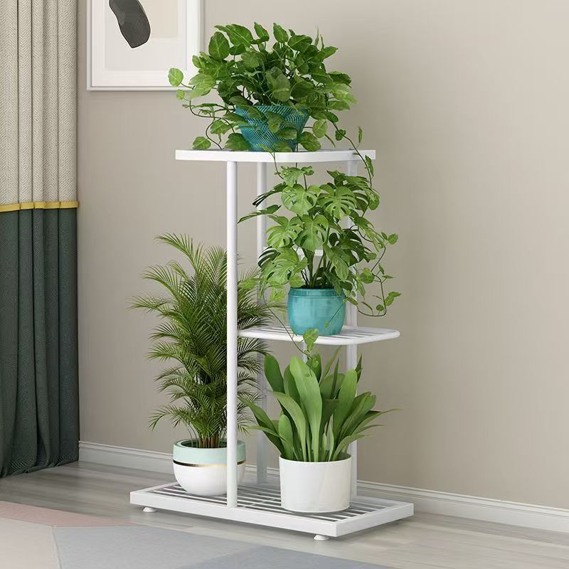3/4 Tier Wrought Iron Flower Rack With Wheels Living Room Flower Pot ...