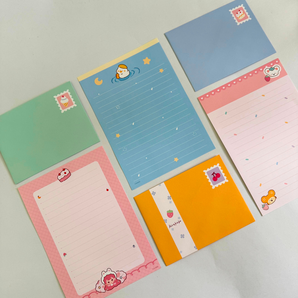 Letter Writing Set – 2pcs Deco Paper & 1pc Envelope – Cute Teddy Duck ...