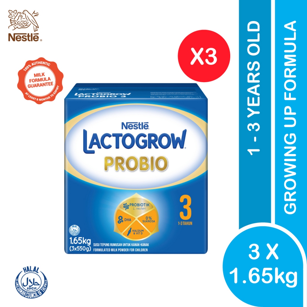 Nestle Lactogrow Probio 3 Milk Powder (1.65kg) x3 | Shopee Malaysia