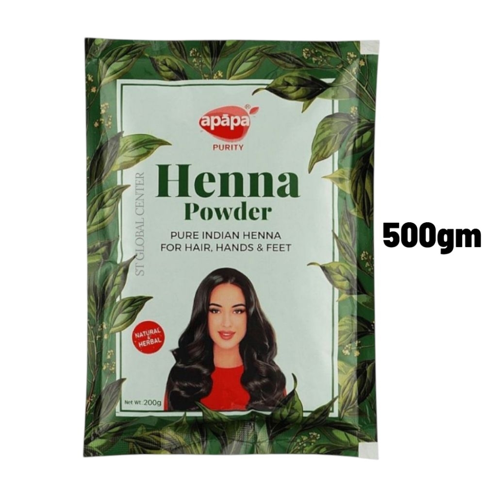 Natural henna powder for hair and skin coloring (mehendi) APAPA 500gm ...