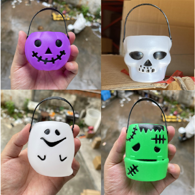 Halloween Bucket Plastic Candy Basket with Handle Trick or Treat ...