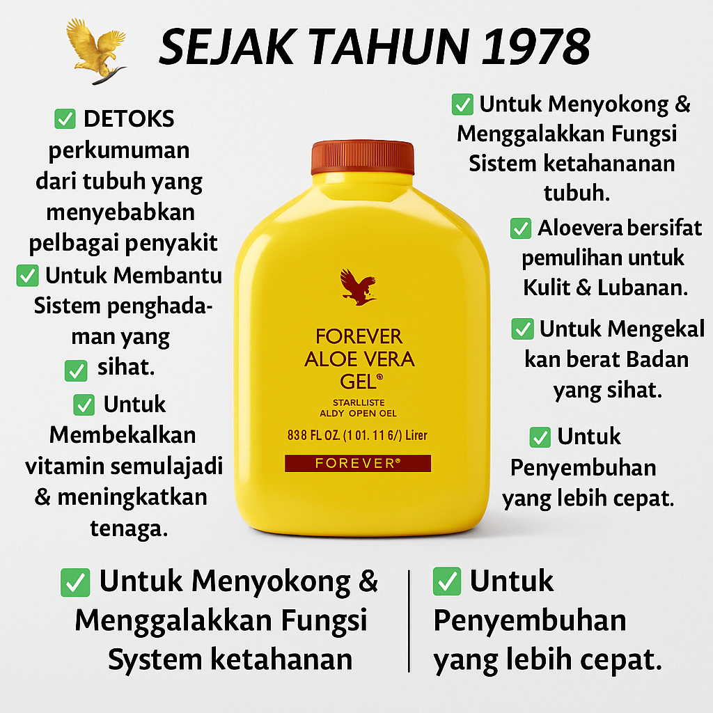 Forever Living Aloe Vera Gel Natural Immune & Skin Vitality Drink 1 Liter |  Shopee Malaysia