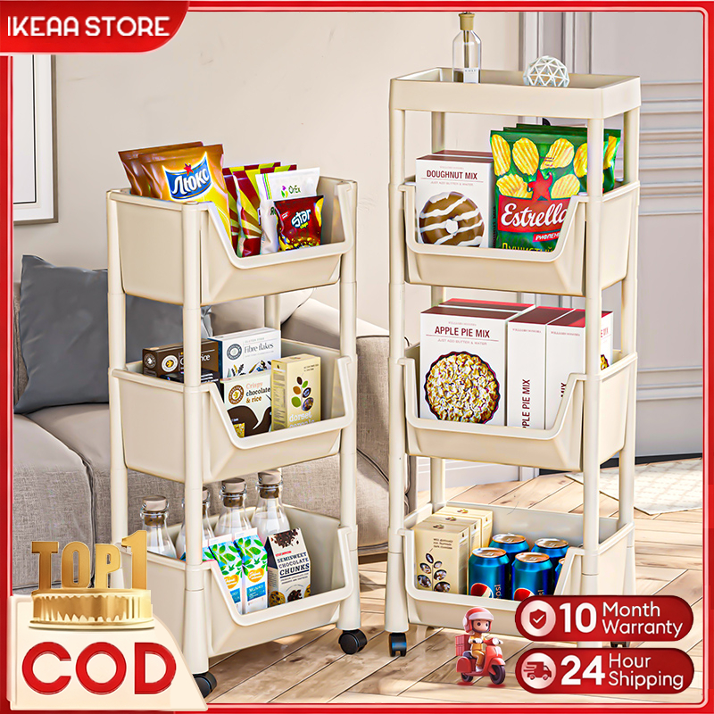 IKEA Storage Rack With Wheels Multi-Layer Book Shelf Multifunctional ...