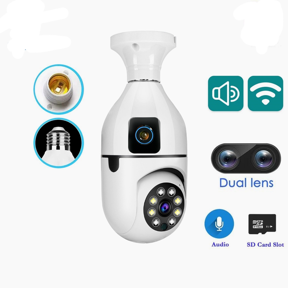 CCTV Camera 8MP Bulb Camera Surveillance Rotatable 360 Automatic ...