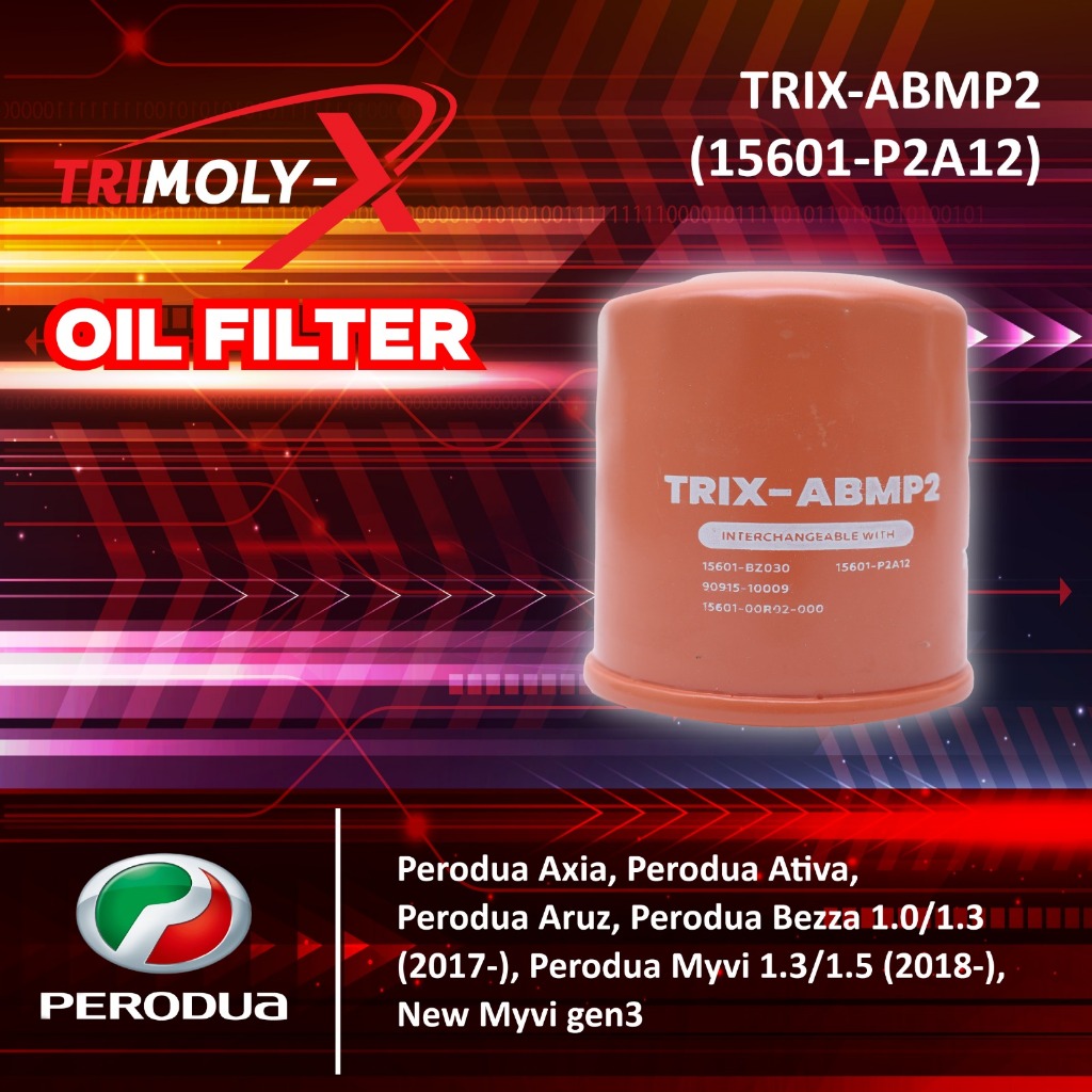 TRIMOLY-X TRIMOLYX Oil Filter TRIX-ABMP2 - Perodua Axia Bezza Aruz New ...