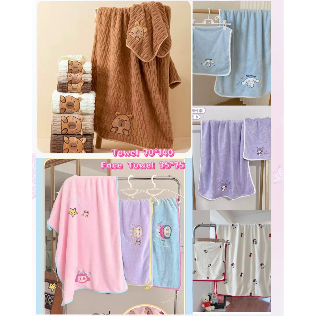 2in1 set Bath Towel and Face Towel Soft Absorbent Tuala muka Tuala ...
