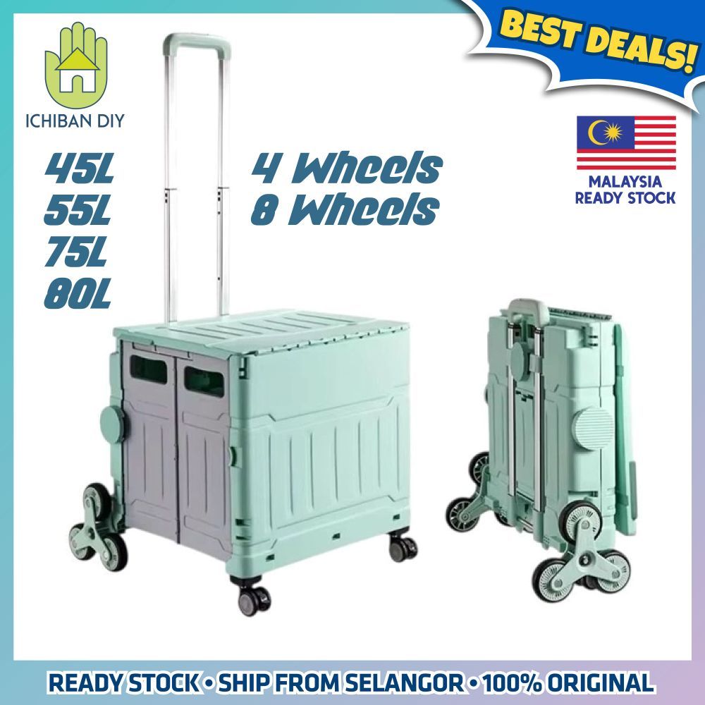 Foldable Shopping Trolley Cart Folding Box Storage Stair Climbing Troli ...