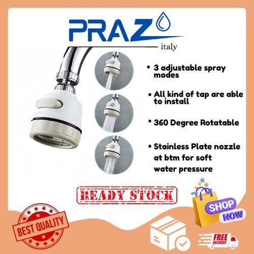 PRAZO Faucet Water Saving Device 360° Rotatable 3 Mode Tap Extender ...