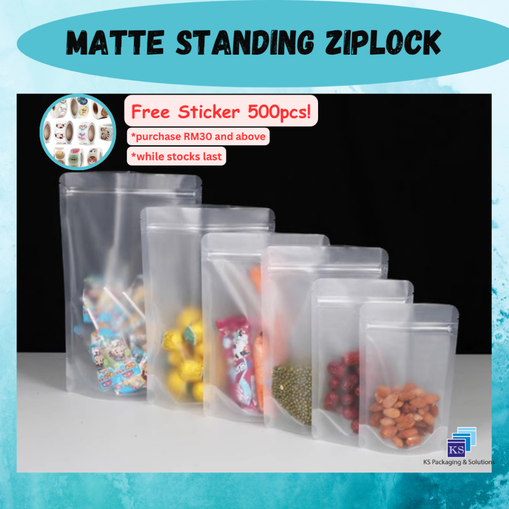 (50pcs) Matte Transparent Zip lock Bag/Zipper Stand-Up Pouch/Zipper ...