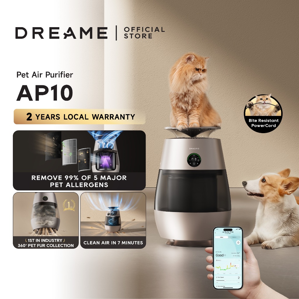 [NEW] Dreame AP10 Pet Air Purifier｜5-Stage Air Filtration, 360° Hair ...
