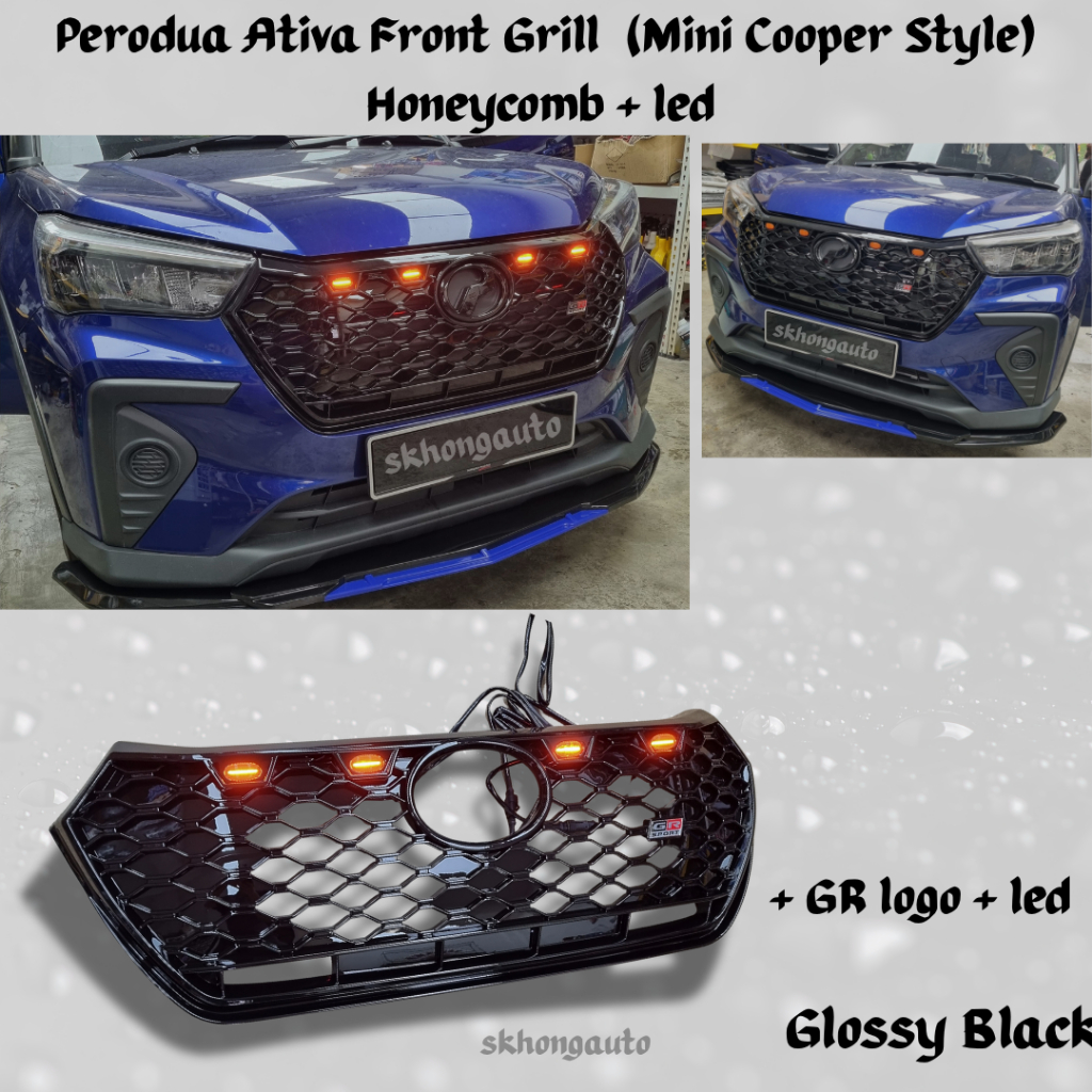 Perodua Ativa GR Front Grill Glossy Black Painted (Mini Cooper Style ...