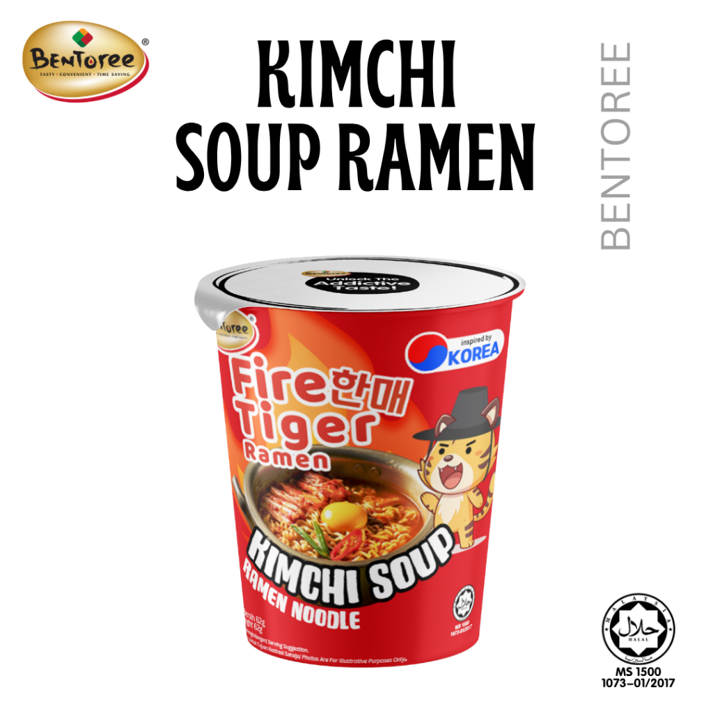 HALAL Bentoree Figer Tiger Ramen Kimchi Soup Flavour Ramen Perisa Sup ...