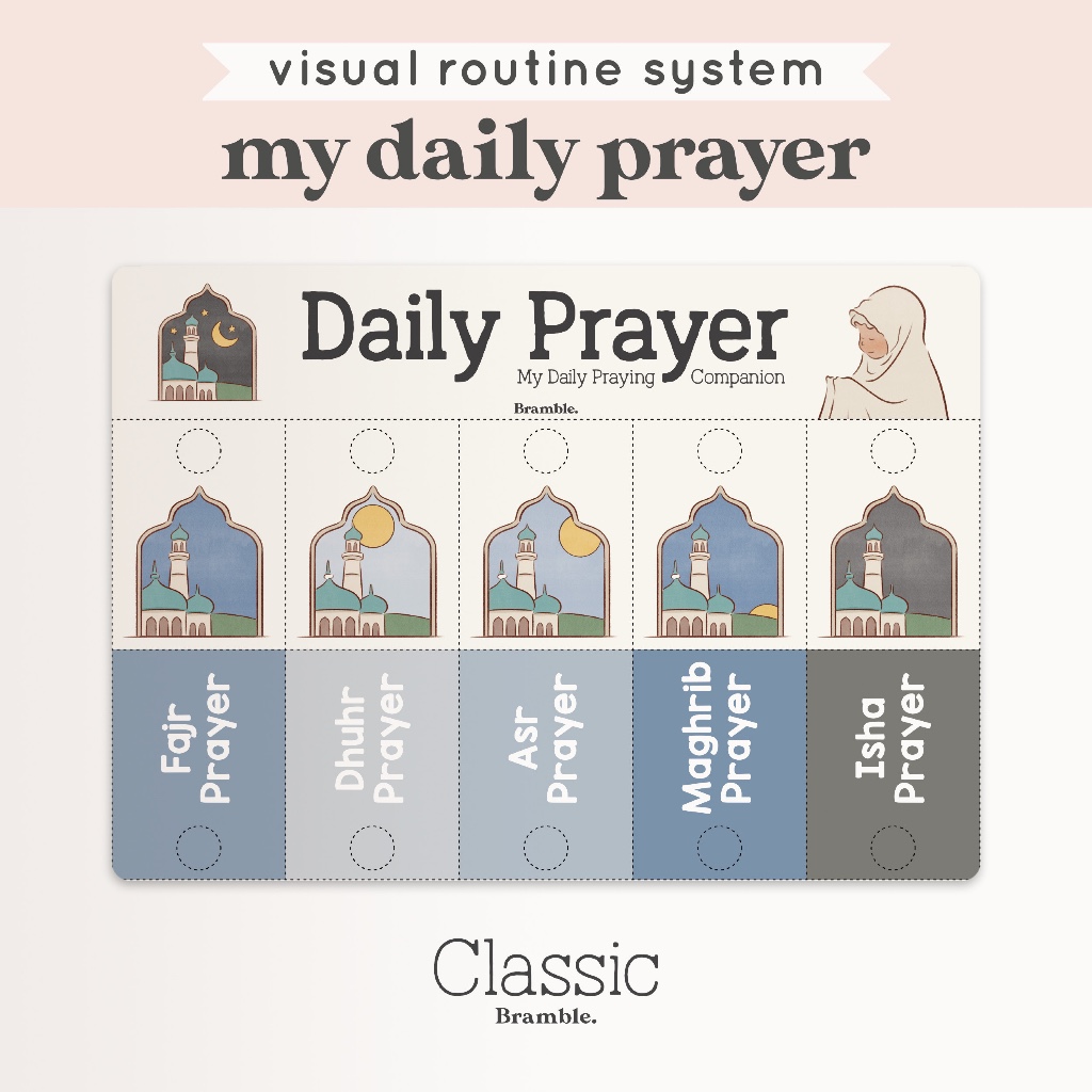 Bramble – Daily Prayer Routine Board for Girl | Solat Chart for Kids ...
