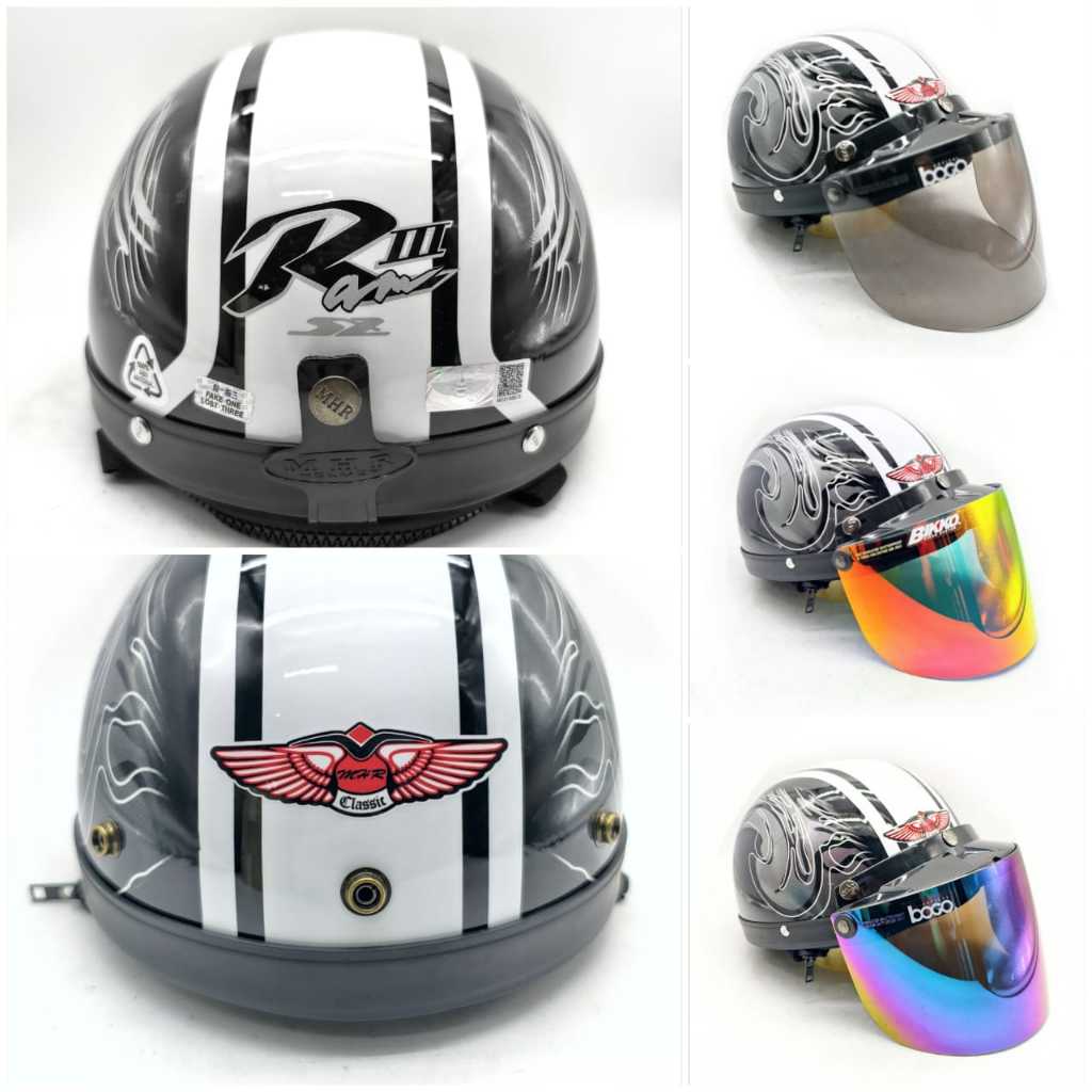 MHR III Half Cut Helmet Original MHR 3 RIPTIDE BLACK EX5 KRISS RSX150 ...