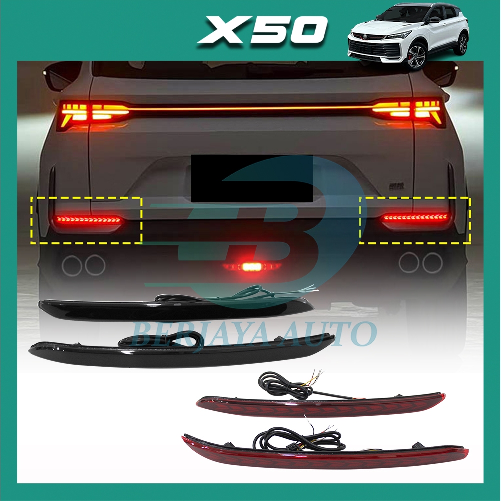 Proton New X50 2025-LED Rear Bumper Reflector Lamp Smoke or Red Berjaya ...